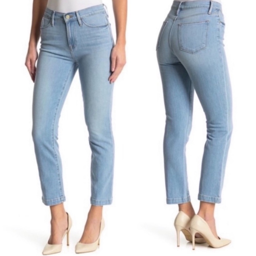 Frame Denim‎ Women’s Le High Straight Jean Sunland Wash 25 Distressed Cropped